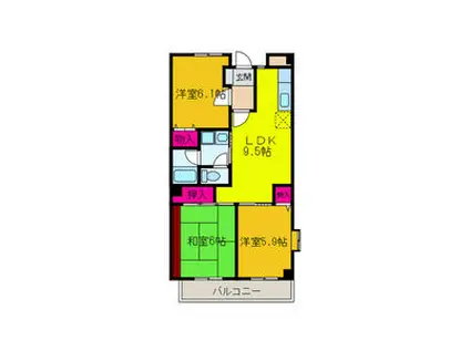 MIRUS岸和田(3LDK/1階)の間取り写真