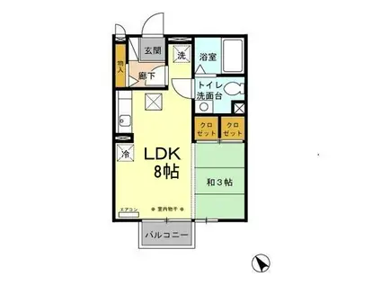 みそのハウス(1LDK/1階)の間取り写真