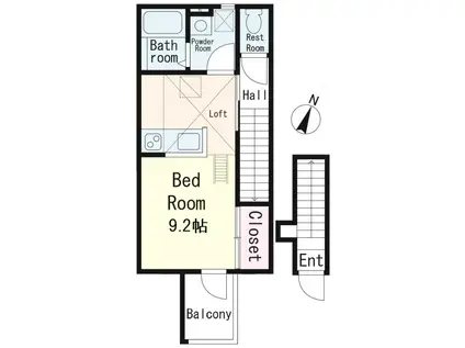 ONNEKAS(ワンルーム/2階)の間取り写真