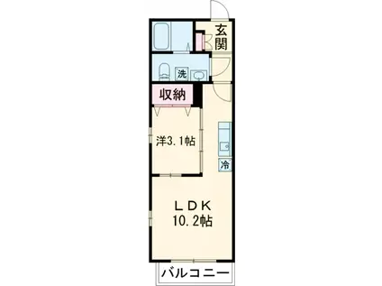 S.FLATⅢ(1LDK/3階)の間取り写真