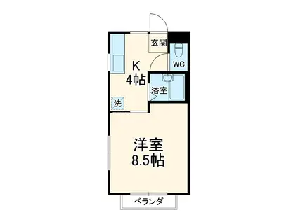 ウッドヴィレッジ(1K/2階)の間取り写真