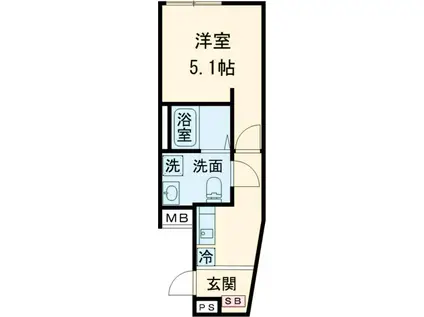 SOLASIA RESIDENCE 千歳船橋Ⅱ(1K/1階)の間取り写真