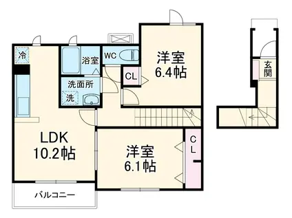 イーヴァネルフ(2LDK/2階)の間取り写真