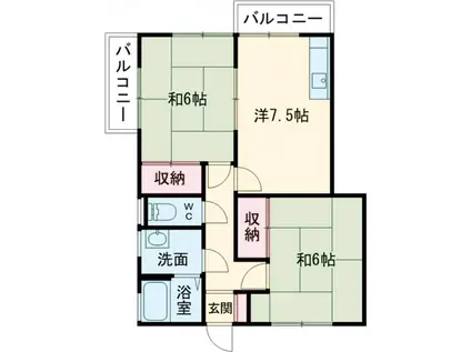但馬ハイツ(2DK/2階)の間取り写真