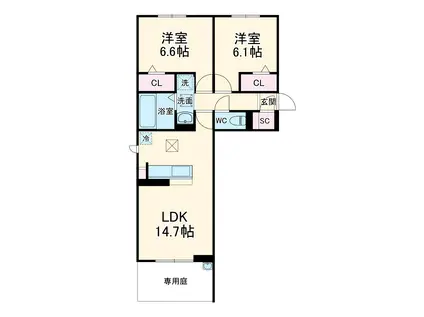カメリア(2LDK/2階)の間取り写真