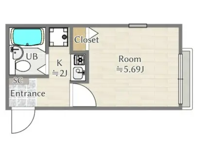 リバティー高円寺スクエア(1K/2階)の間取り写真