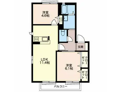 ロイヤルプラムガーデン(2LDK/2階)の間取り写真