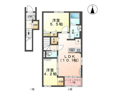 フォルトゥーナ(2LDK/2階)の間取り写真