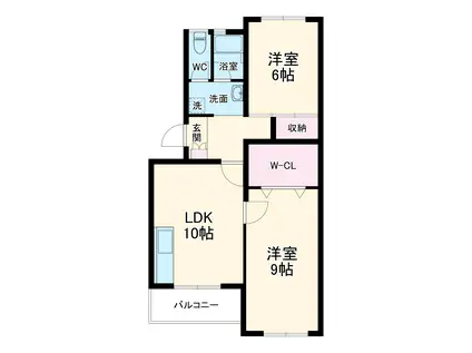 コーポラスいいだ(2LDK/1階)の間取り写真