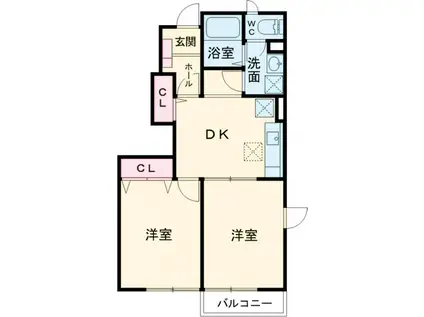 ファミーユⅡ(2DK/1階)の間取り写真