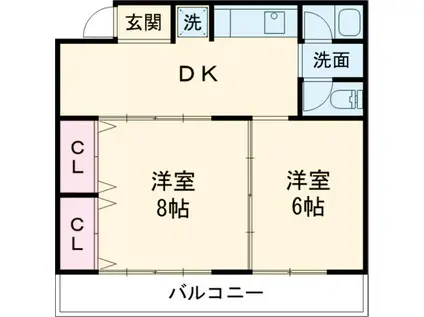 アサヒマンション(2LDK/2階)の間取り写真