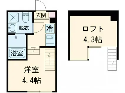 グレイスコート南小岩(1K/2階)の間取り写真
