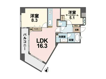 アパガーデンパレス高崎(1SLDK/3階)の間取り写真