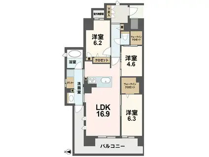 アルファステイツ高崎田町(3LDK/4階)の間取り写真