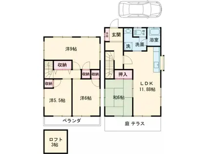 京王電鉄京王線 長沼駅(東京) 徒歩19分 2階建 築39年(4LDK)の間取り写真