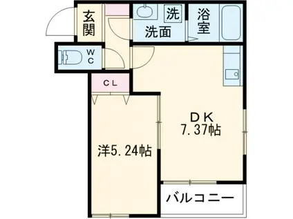 ルデヤハイツ(1DK/2階)の間取り写真