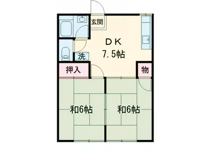 フォーブル北綾瀬Ⅱ(2DK/1階)の間取り写真