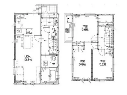 西武鉄道新宿線 狭山市駅 徒歩15分 2階建 新築(3LDK)の間取り写真