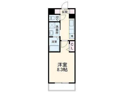 セレーノ(1K/3階)の間取り写真