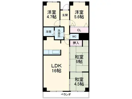 ガーデンヒルズ宝神(4LDK/5階)の間取り写真