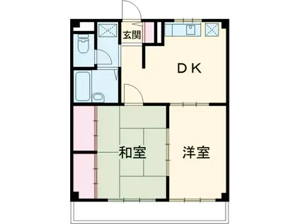 アーバンハウス本町(2DK/2階)の間取り写真