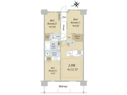 シティハウス吉祥寺北町(3LDK/4階)の間取り写真