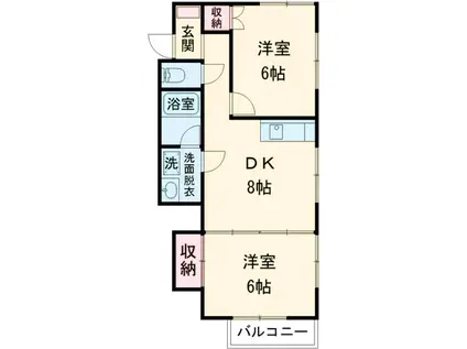 ヒローズハイツⅡ(2DK/1階)の間取り写真