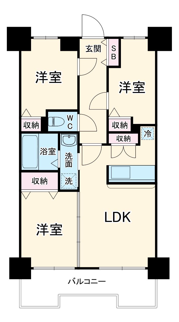 ナイスアーバン磯子2(3LDK/6階)の間取り写真