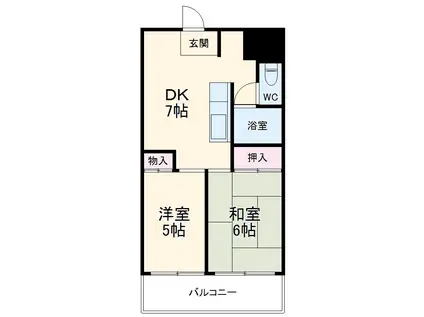 フクロクハイマンション1号館(2DK/4階)の間取り写真