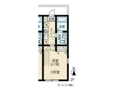 オアシス(1K/2階)の間取り写真