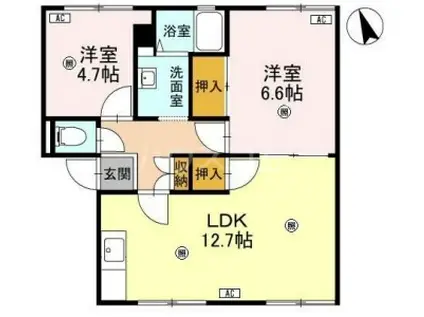 ライフタウニ—A街区6号棟(2LDK/2階)の間取り写真