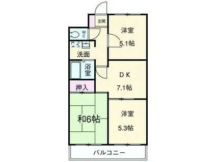 パストラル相模大野(3DK/3階)の間取り写真
