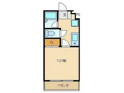 プランドール相模大野(1K/1階)の間取り写真