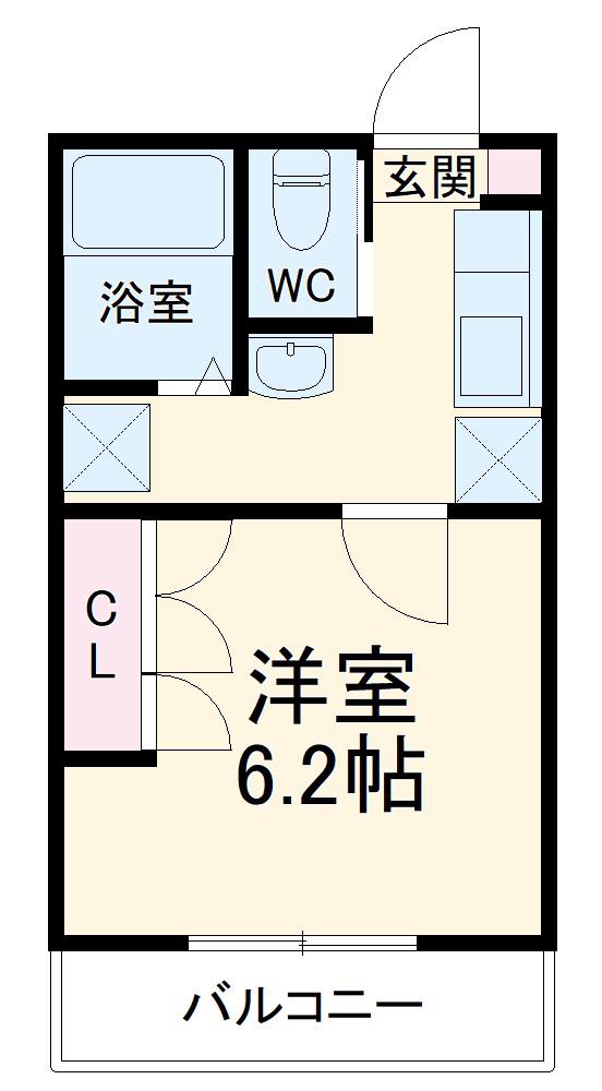 サンライズ・津田沼Ⅲ(1K/2階)の間取り写真