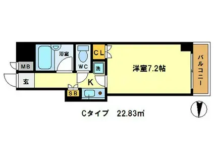 エステムコート御所南(1K/5階)の間取り写真