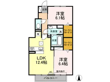 コゥジィーコート(2LDK/1階)の間取り写真