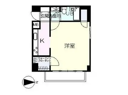 マックビューネ山手(1K/3階)の間取り写真