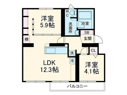 白幡台10号棟(2LDK/3階)の間取り写真