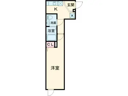 グランカーサ五反野(1K/3階)の間取り写真