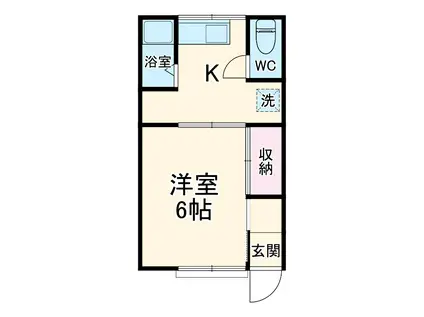 ハイツオオタⅡ(1K/1階)の間取り写真