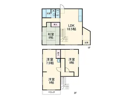 成田線 安食駅 徒歩25分 2階建 築30年(4LDK)の間取り写真