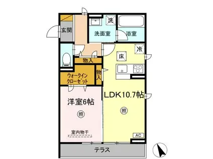 SERENVITA富士崎(1LDK/1階)の間取り写真