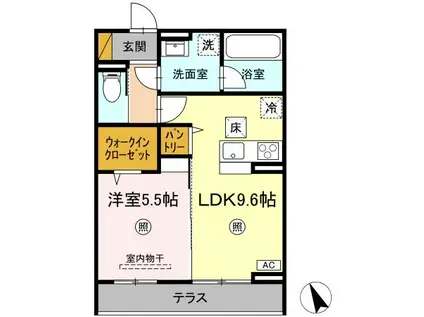 SERENVITA富士崎(1LDK/1階)の間取り写真