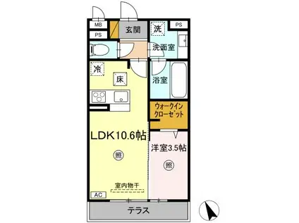 SERENVITA富士崎(1LDK/1階)の間取り写真