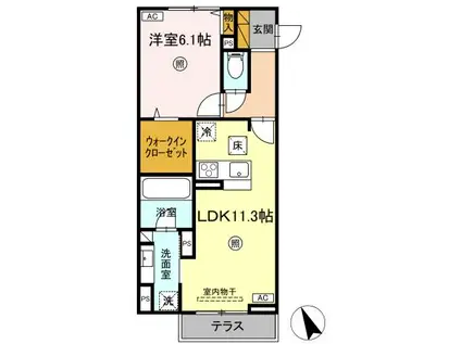 SERENVITA富士崎(1LDK/1階)の間取り写真