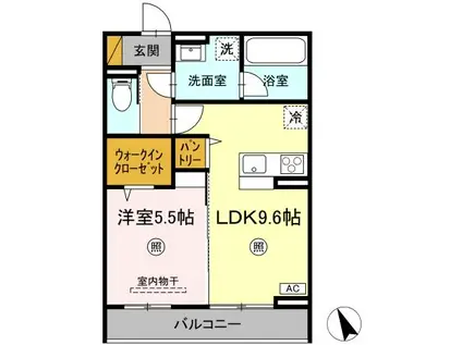 SERENVITA富士崎(1LDK/2階)の間取り写真
