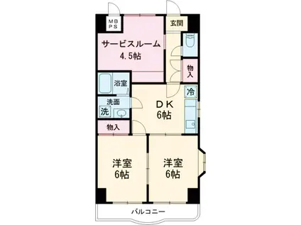 エステート北野2(3DK/2階)の間取り写真