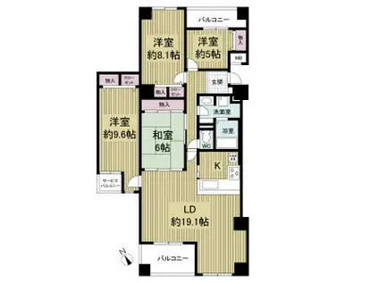 コスタミラにしきのはま(4LDK/7階)の間取り写真