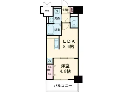 エスペランサ大橋Ⅱ(1LDK/7階)の間取り写真