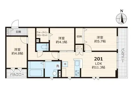 ハーモニー大坂上Ⅱ(3LDK/2階)の間取り写真